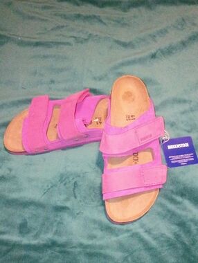Birkenstock Women's Pink Triple Strap Suede Sandals